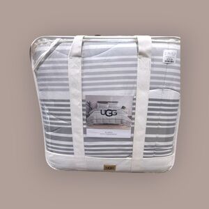 UGG Silver and White Striped Bedding Set